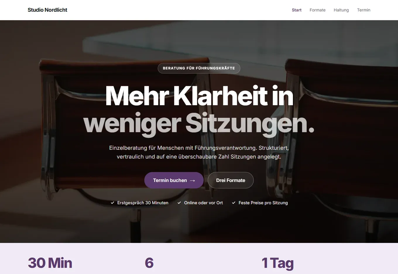 Startseite des Designkonzepts Studio Nordlicht